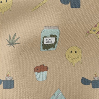 Hand Drawn Marijuana And Pizza Waterproof Canvas