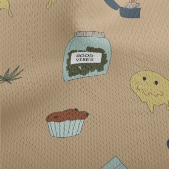 Hand Drawn Marijuana And Pizza Athletic Mesh Flat Back
