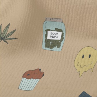 Hand Drawn Marijuana And Pizza Terry