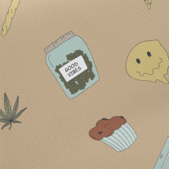 Hand Drawn Marijuana And Pizza Twill