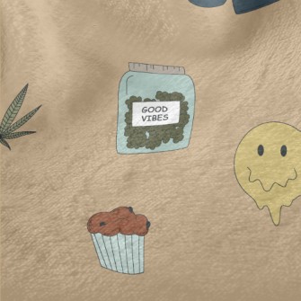 Hand Drawn Marijuana And Pizza Minky