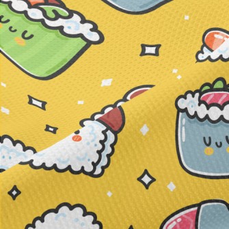 Fun Cartoon Sushi Piqué