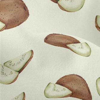 Watercolor Hand Drawn Kiwi Fru Lightweight Performance Linen