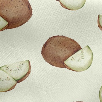 Watercolor Hand Drawn Kiwi Fru Jersey Backed Fleece