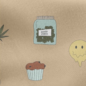 Hand Drawn Marijuana And Pizza Jersey Backed Fleece