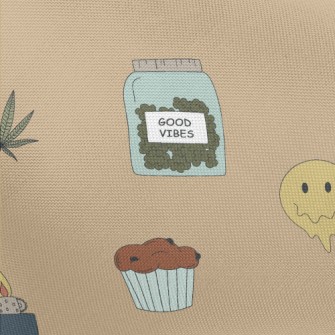 Hand Drawn Marijuana And Pizza Pongee