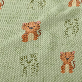 Cute Tiger Sitting Birdseye Piqué