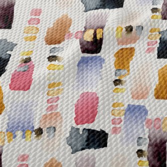Colorful Abstract Watercolor B Birdseye Piqué