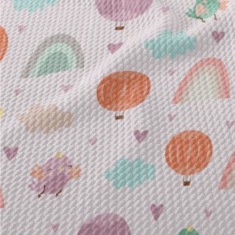 Colorful Bird Hot Air Balloon  Birdseye Piqué