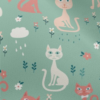Colorful Cats And Flowers Chiffon