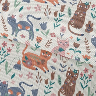 Cat With Colorful Flowers Waterproof Oxford