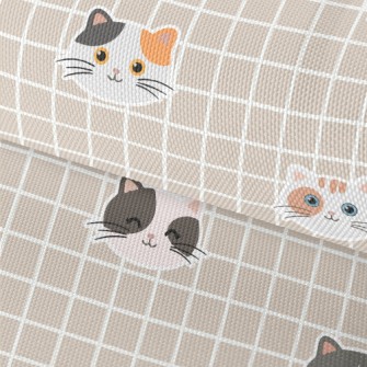 Happy Cat And Plaid Waterproof Oxford