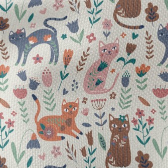 Cat With Colorful Flowers Waterproof Canvas
