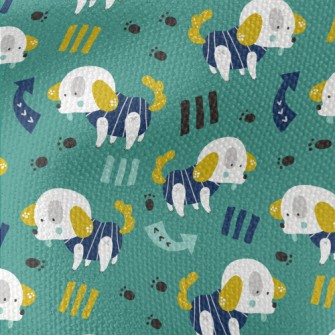 Blue Striped Puppy Waterproof Canvas