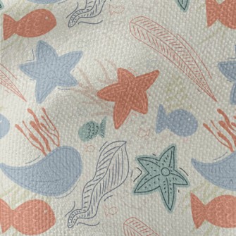 Hand Drawn Coral Starfish Fish Waterproof Canvas