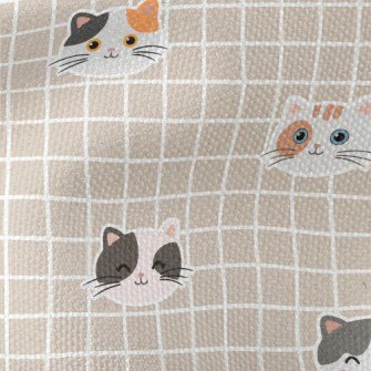 Happy Cat And Plaid Waterproof Canvas
