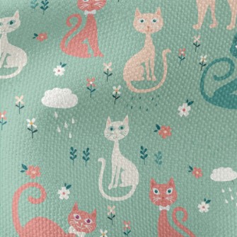 Colorful Cats And Flowers Waterproof Canvas