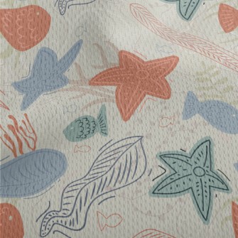 Hand Drawn Coral Starfish Fish Athletic Mesh Flat Back