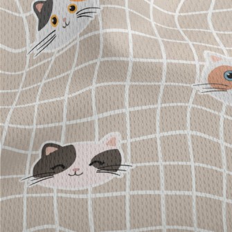 Happy Cat And Plaid Athletic Mesh Flat Back