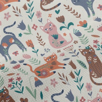 Cat With Colorful Flowers Performance Linen