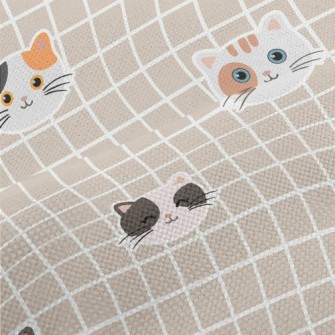 Happy Cat And Plaid Performance Linen