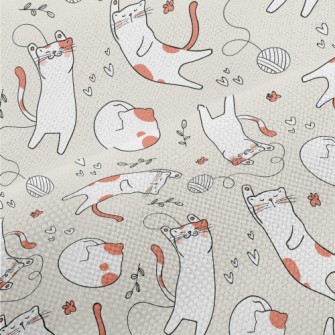 Cats Playing Happily With Ball Performance Linen