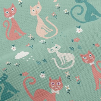Colorful Cats And Flowers Performance Linen