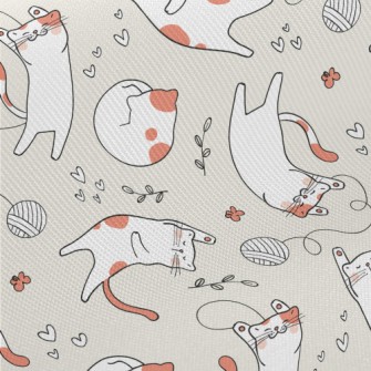 Cats Playing Happily With Ball Twill