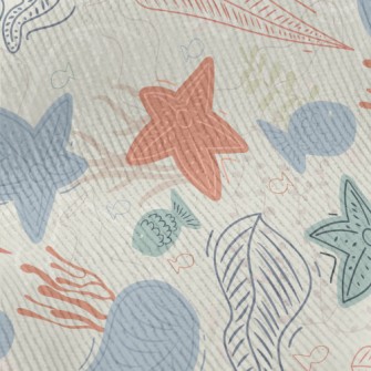 Hand Drawn Coral Starfish Fish Standard Corduroy
