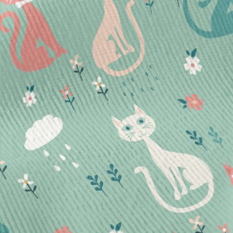 Colorful Cats And Flowers Standard Corduroy