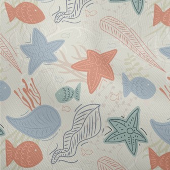Hand Drawn Coral Starfish Fish Dobby