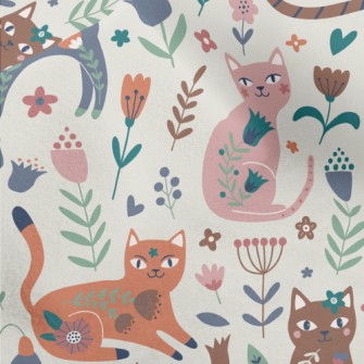 Cat With Colorful Flowers Micro Fleece