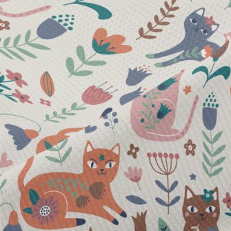 Cat With Colorful Flowers Piqué