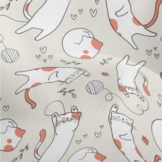 Cats Playing Happily With Ball Lightweight Performance Linen