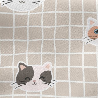 Happy Cat And Plaid Jersey Backed Fleece