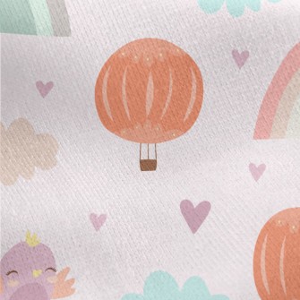 Colorful Bird Hot Air Balloon  Jersey Backed Fleece