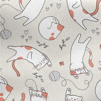 Cats Playing Happily With Ball Jersey Backed Fleece