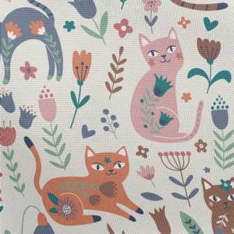 Cat With Colorful Flowers Pongee