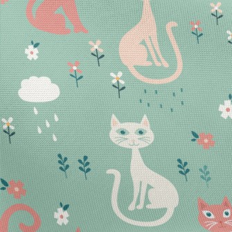 Colorful Cats And Flowers Pongee