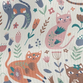 Cat With Colorful Flowers Stretch Jersey