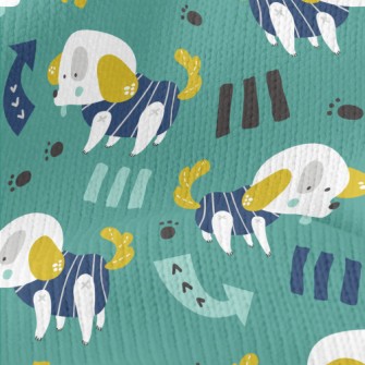 Blue Striped Puppy Stretch Jersey