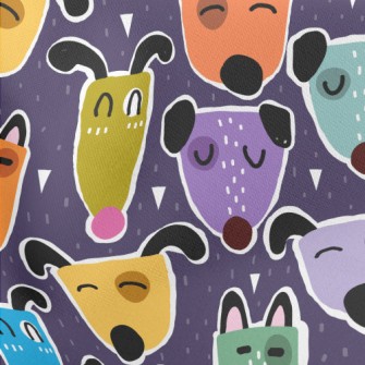 Brightly Colored Dogs Lightweight Cotton Poplin