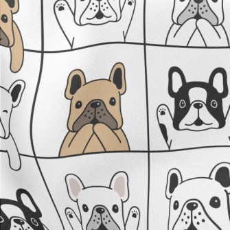 French Bulldog In Different Ac Lightweight Cotton Poplin
