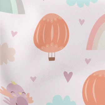 Colorful Bird Hot Air Balloon  Lightweight Cotton Poplin