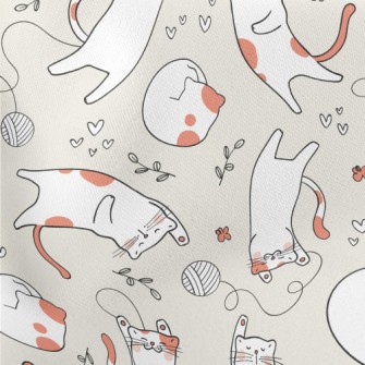 Cats Playing Happily With Ball Lightweight Cotton Poplin