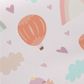 Colorful Bird Hot Air Balloon  Midweight Cotton Poplin
