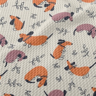 Colorful Cozy Dachshund Dog Birdseye Piqué