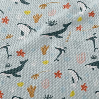 Whales And Corals In Various P Birdseye Piqué