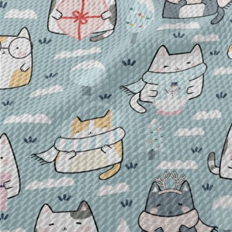 Cat In Cold Winter Birdseye Piqué