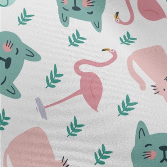 Colorful Cats And Flamingoes Chiffon